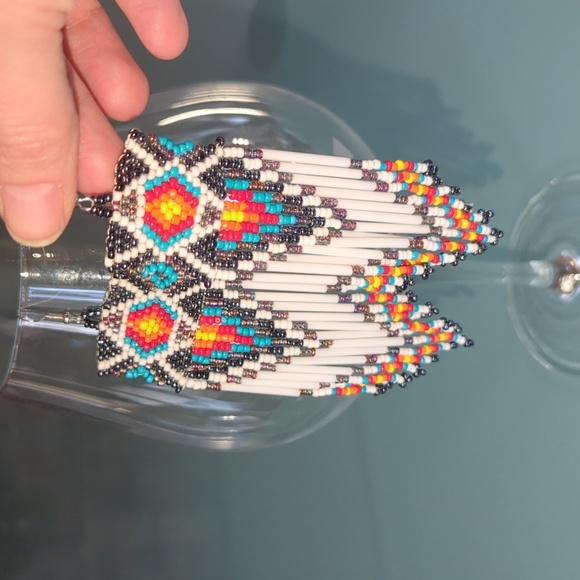 Boho Beaded Colorful Pierced Earrings, Native American Jewelry, Gift For Mom - Picture 5 of 9